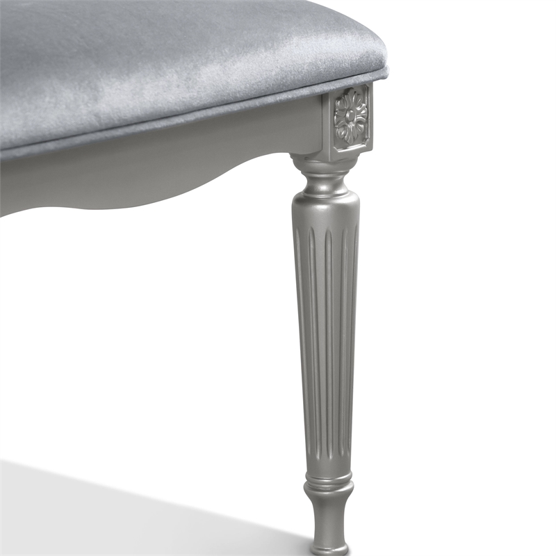 Furniture of America Seabliss Wood and Fabric Side Chairs in Silver (Set of 2)