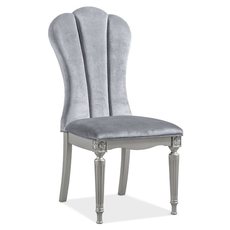 Furniture of America Seabliss Wood and Fabric Side Chairs in Silver (Set of 2)