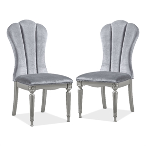 Furniture of America Seabliss Wood and Fabric Side Chairs in Silver (Set of 2)