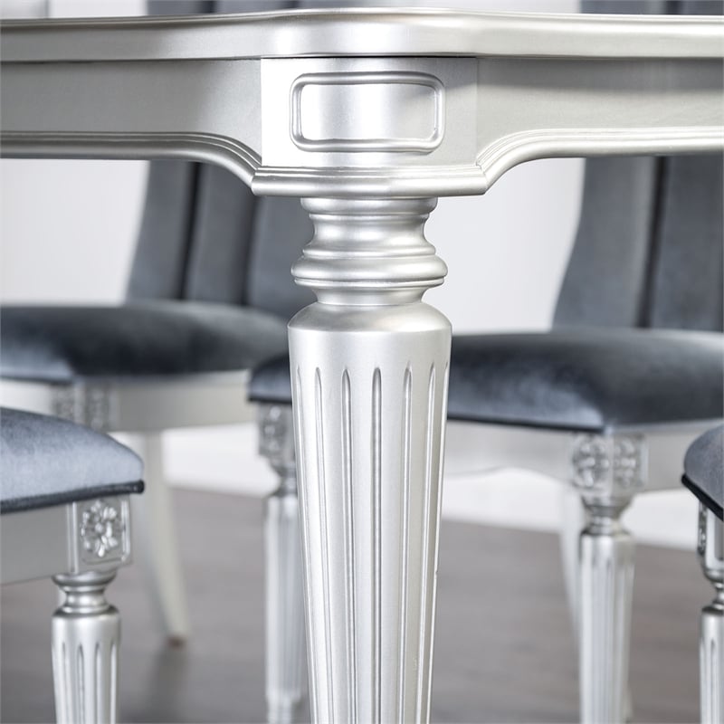 Furniture of America Seabliss Wood 84-inch Dining Table in Silver