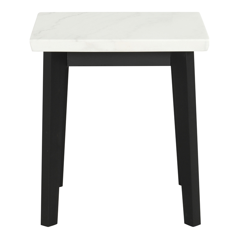 Furniture of America Isolde Wood and Marble Square End Table in White