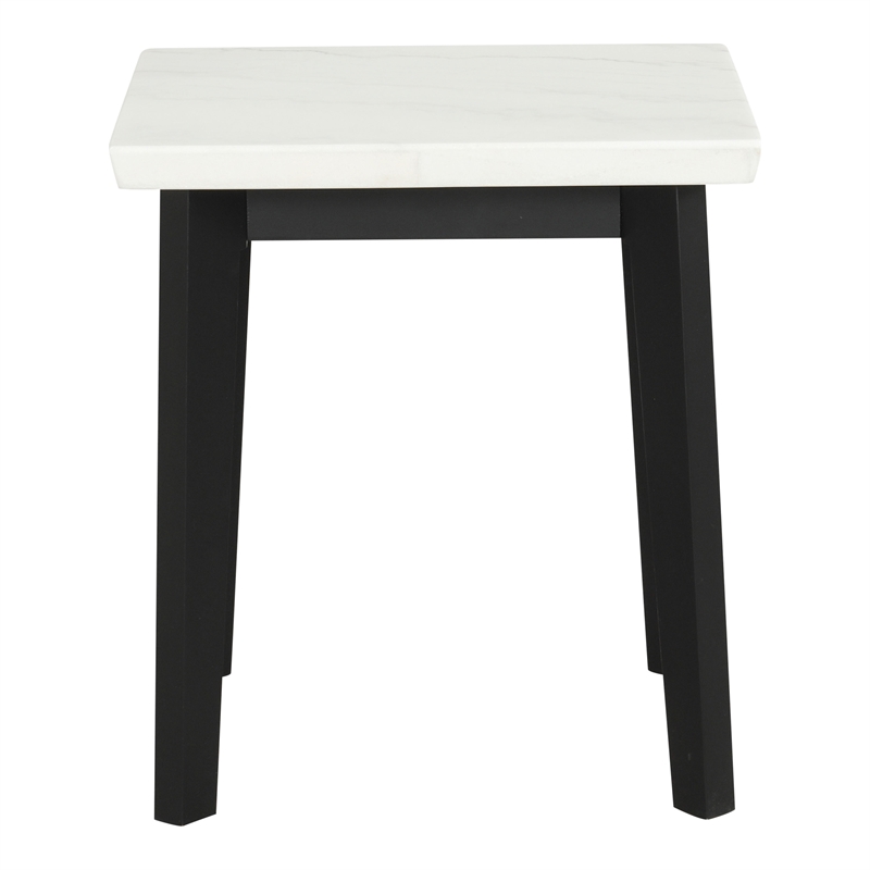 Furniture of America Isolde Wood and Marble Square End Table in White