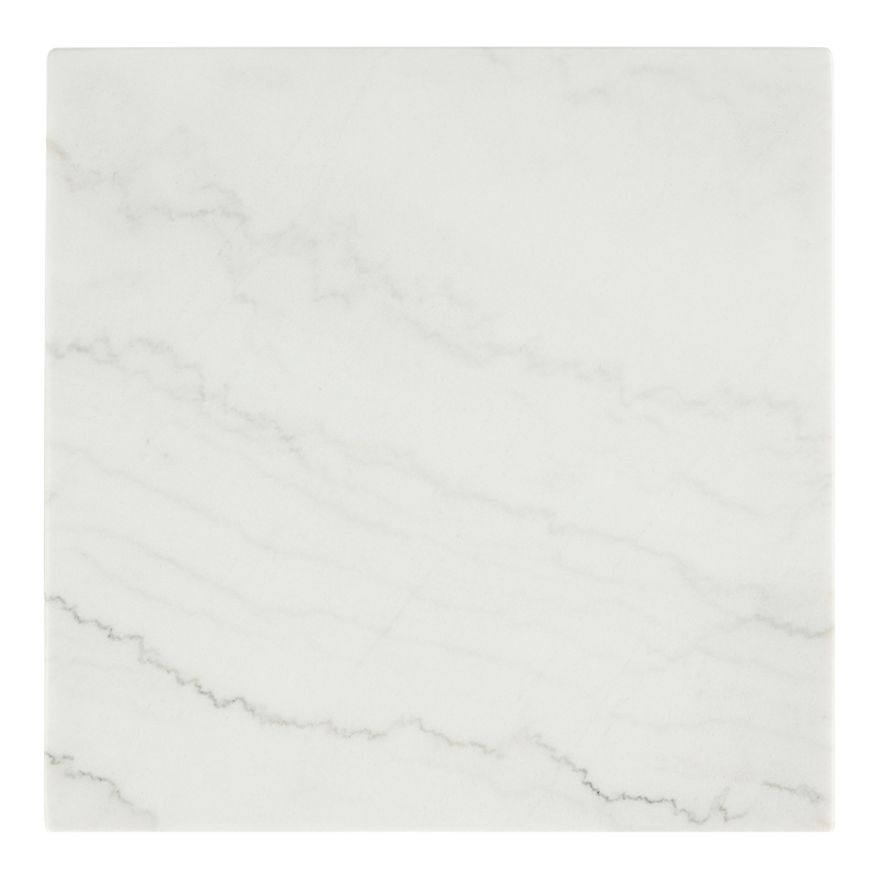 Furniture of America Isolde Wood and Marble Square End Table in White