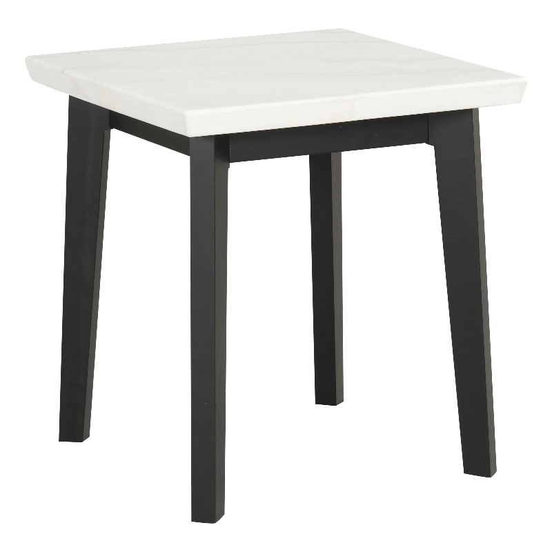 Furniture of America Isolde Wood and Marble Square End Table in White