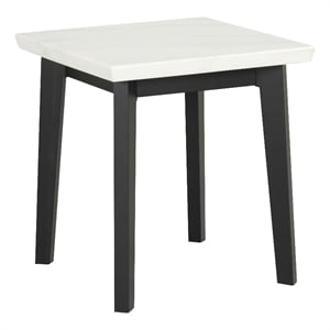 Furniture of America Isolde Wood and Marble Square End Table in White