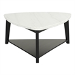 Furniture of America Isolde Wood and Marble Triangle Coffee Table in White
