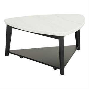 Furniture of America Isolde Wood and Marble Triangle Coffee Table in White