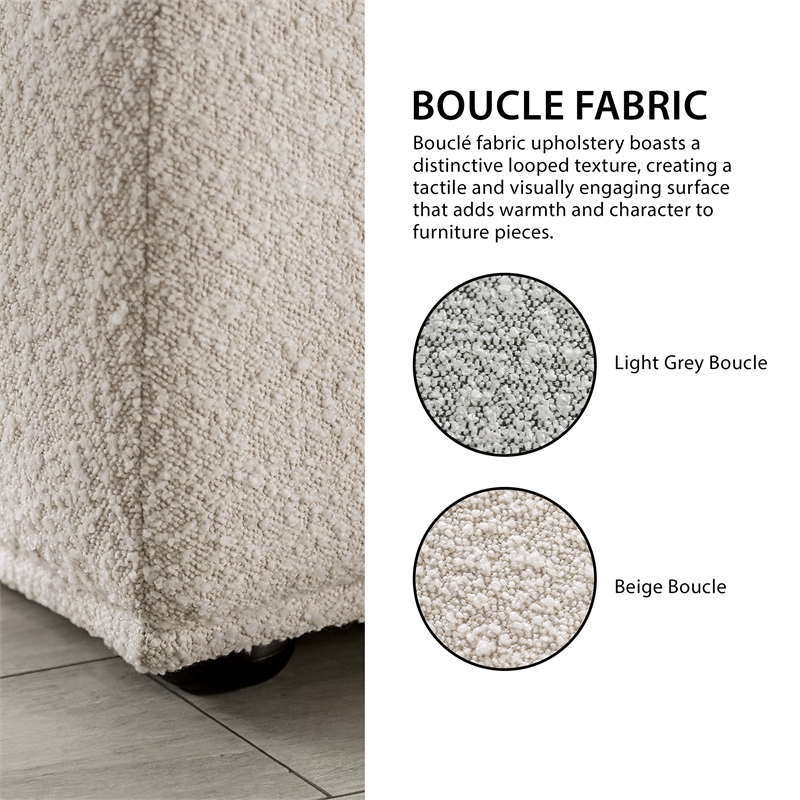 Furniture of America Tatiana Boucle Fabric Trapezoid Ottoman in Light Gray