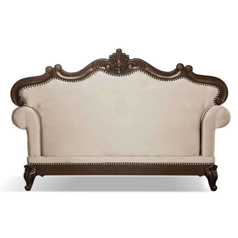 Furniture of America Adelaide Fabric and Wood 2-Piece Sofa Set in Beige