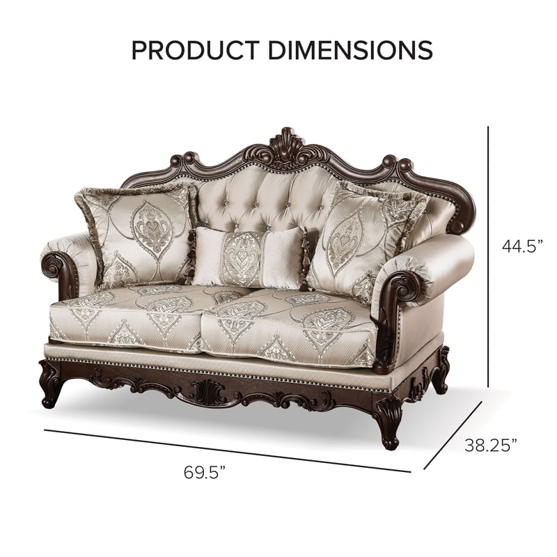 Furniture of America Adelaide Fabric and Wood 3-Piece Sofa Set in Beige