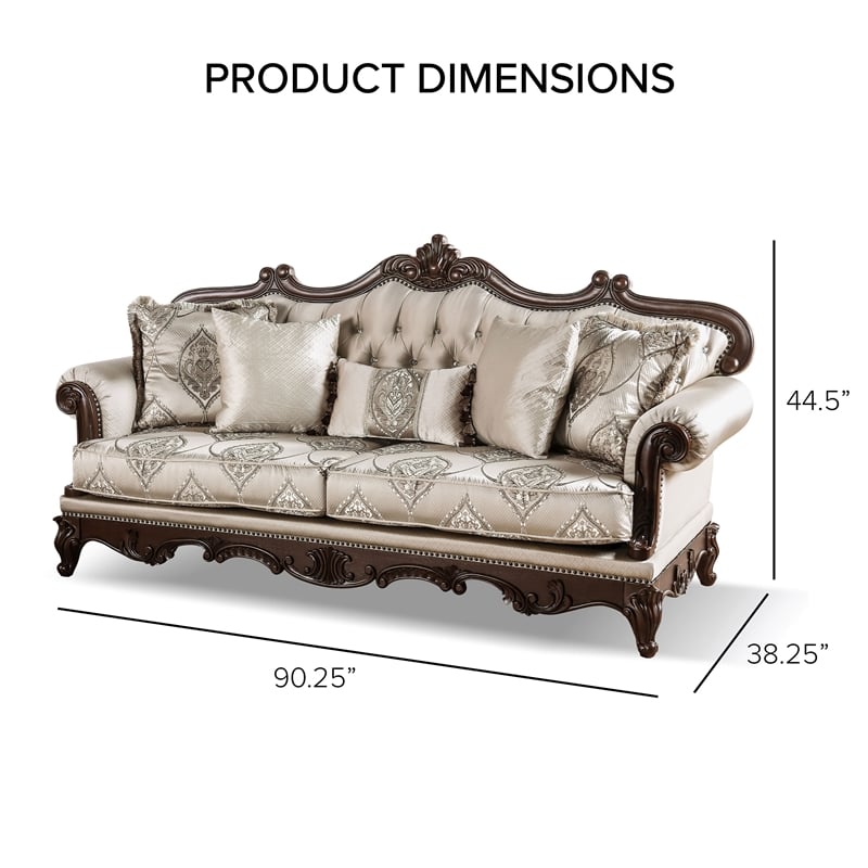 Furniture of America Adelaide Fabric and Wood 3-Piece Sofa Set in Beige