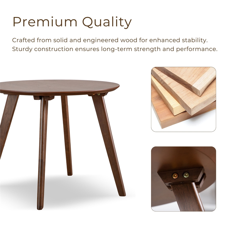 Furniture of America Callum 2-Piece Side Table and Boucle Fabric Chair in Walnut