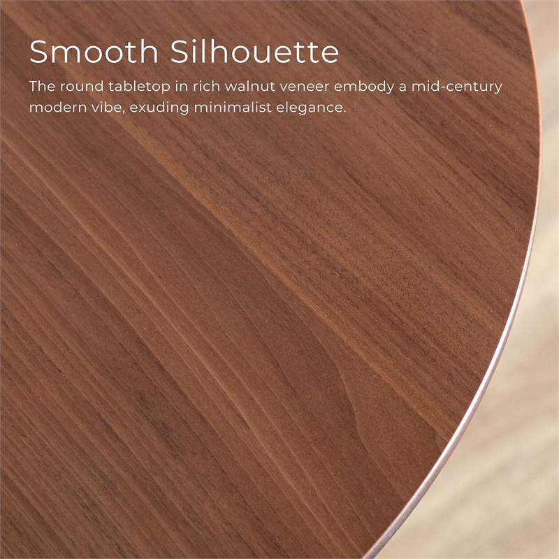 Furniture of America Callum 2-Piece Side Table and Boucle Fabric Chair in Walnut