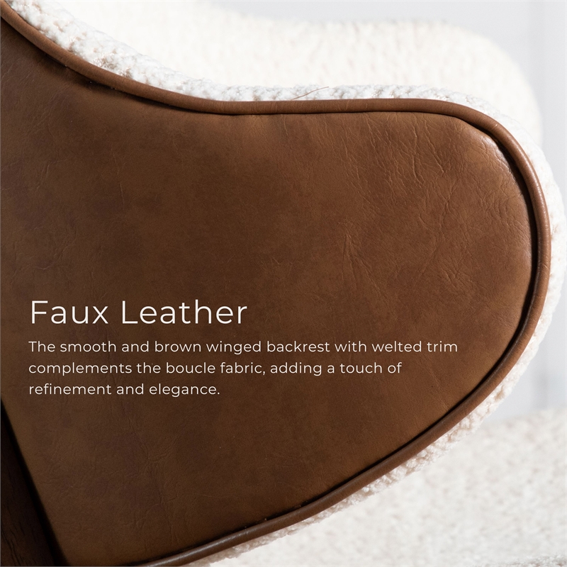 Furniture of America Callum 2-Piece Side Table and Boucle Fabric Chair in Walnut