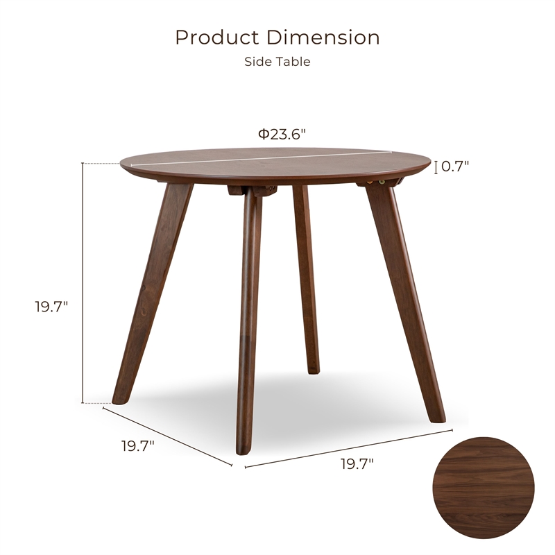 Furniture of America Callum 2-Piece Side Table and Boucle Fabric Chair in Walnut