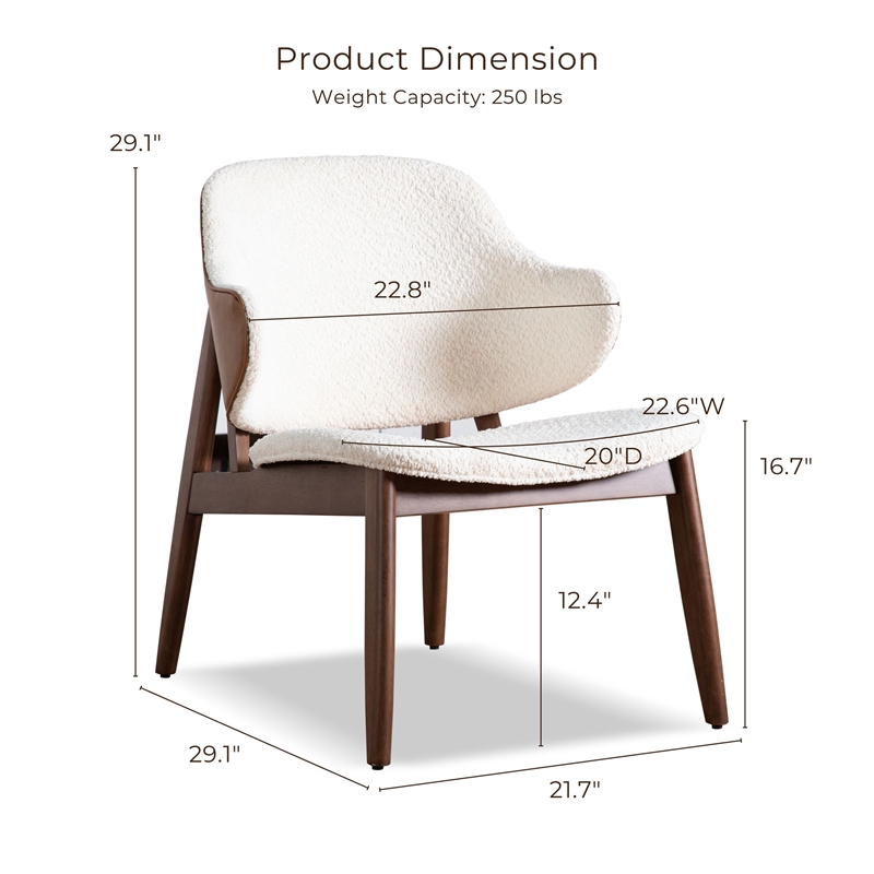 Furniture of America Callum 2-Piece Side Table and Boucle Fabric Chair in Walnut