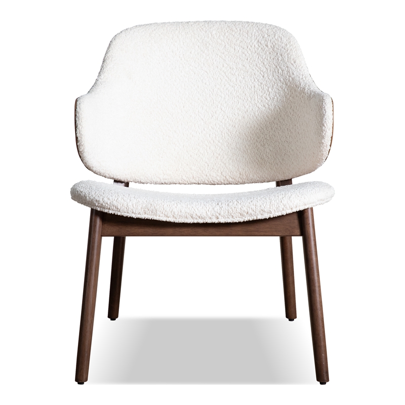 Furniture of America Callum 2-Piece Side Table and Boucle Fabric Chair in Walnut