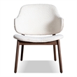 Furniture of America Callum 2-Piece Side Table and Boucle Fabric Chair in Walnut