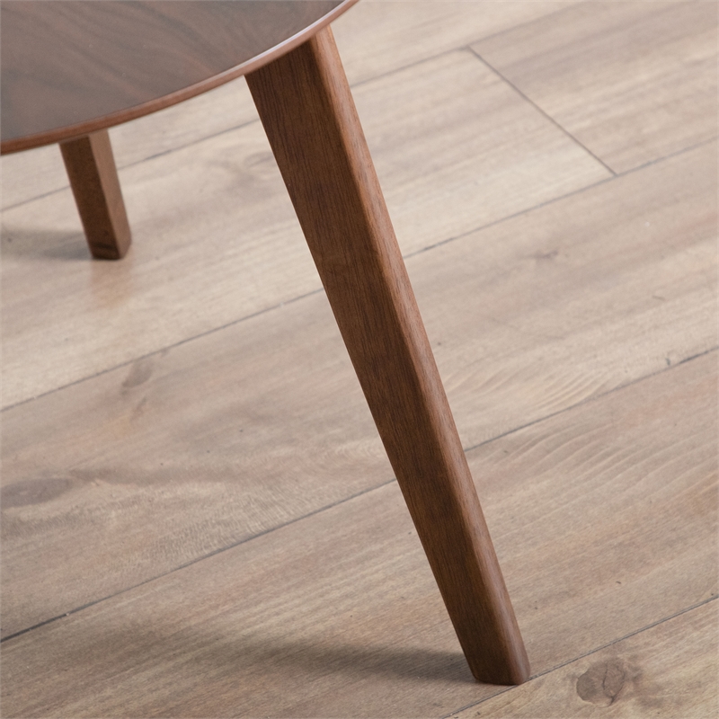 Furniture of America Callum 2-Piece Side Table and Boucle Fabric Chair in Walnut