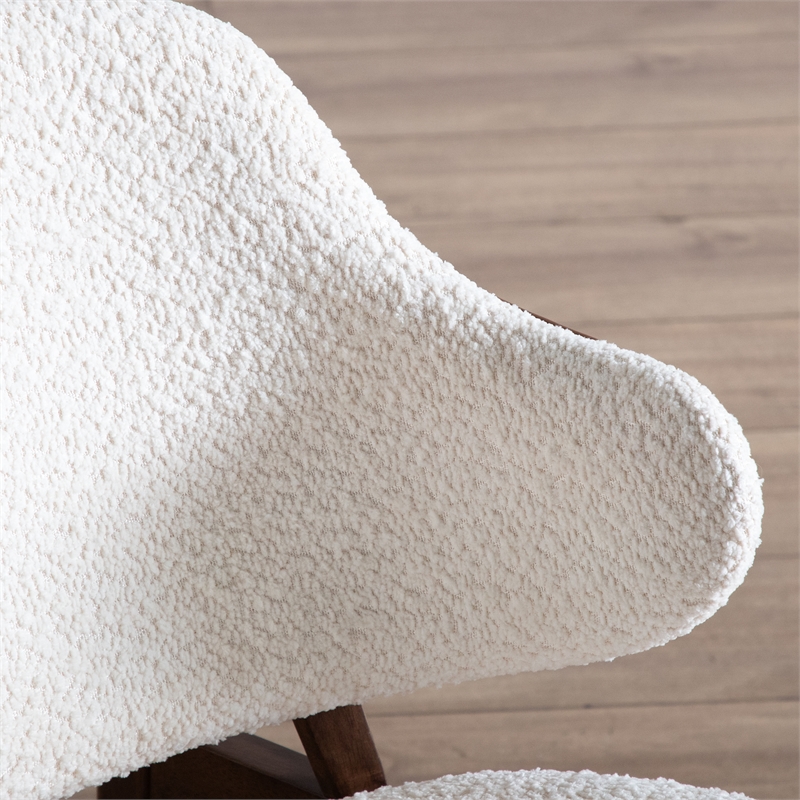 Furniture of America Callum 2-Piece Side Table and Boucle Fabric Chair in Walnut