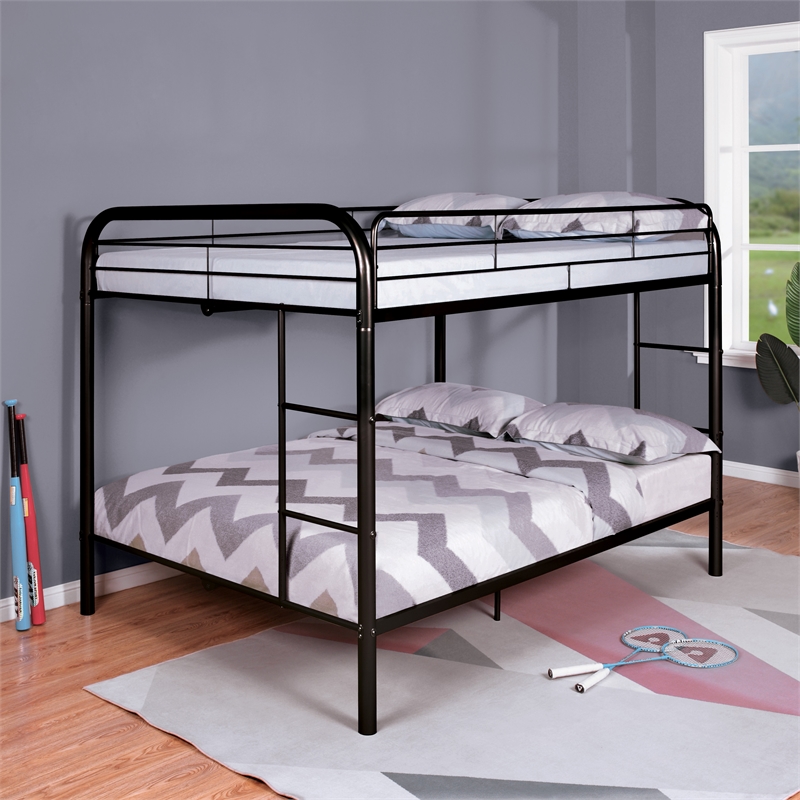 Furniture of America Imara Mattress Ready Metal Full over Full Black Bunk Bed
