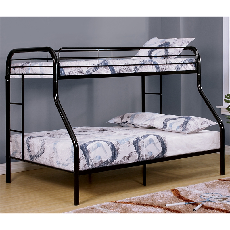 Furniture of America Imara Mattress Ready Metal Twin over Full Black Bunk Bed