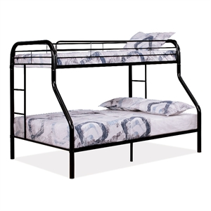 Furniture of America Imara Mattress Ready Metal Twin over Full Black Bunk Bed