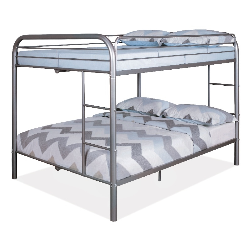 Furniture of America Imara Mattress Ready Metal Full over Full Silver Bunk Bed