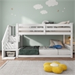 Furniture of America Sabrina Wood Twin over Twin White Bunk Bed with Staircase