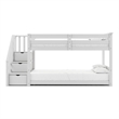 Furniture of America Sabrina Wood Twin over Twin White Bunk Bed with Staircase