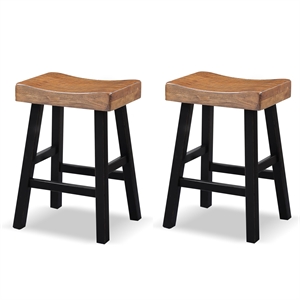 Furniture of America Fuller Wood 24-inch Saddle Seat Stools in Oak (Set of 2)