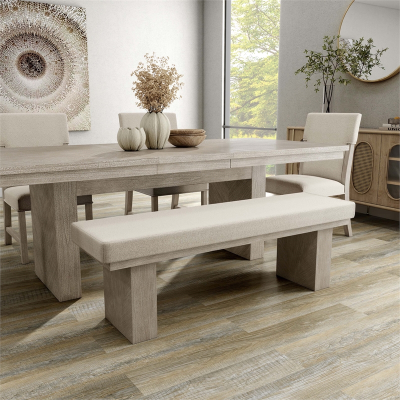 Furniture of America Westely Wood Padded Dining Bench in Natural