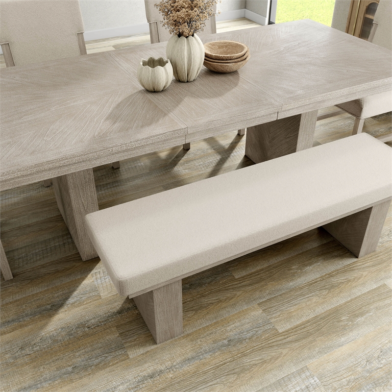 Furniture of America Westely Wood Padded Dining Bench in Natural