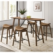 Furniture of America Hemat Wood 5-Piece Counter Dining Table Set in Walnut