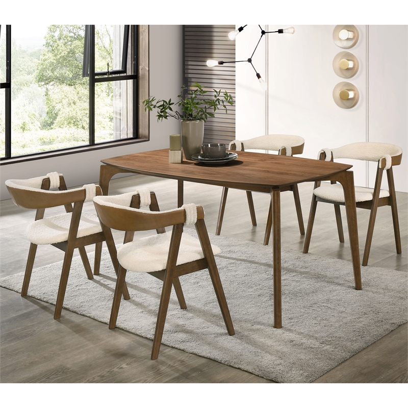 Furniture of America Sheil Wood 5-Piece Dining Table Set in Walnut