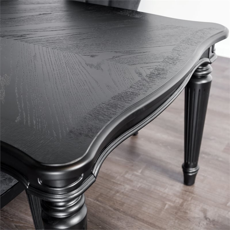 Furniture of America Seabliss Fabric and Wood 7-Piece Dining Table Set in Black