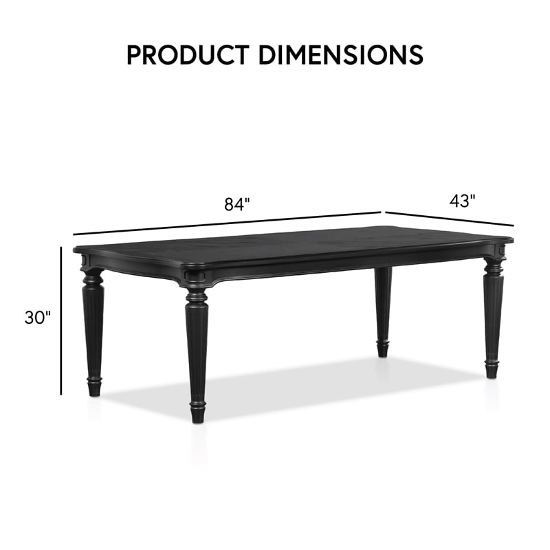 Furniture of America Seabliss Fabric and Wood 7-Piece Dining Table Set in Black