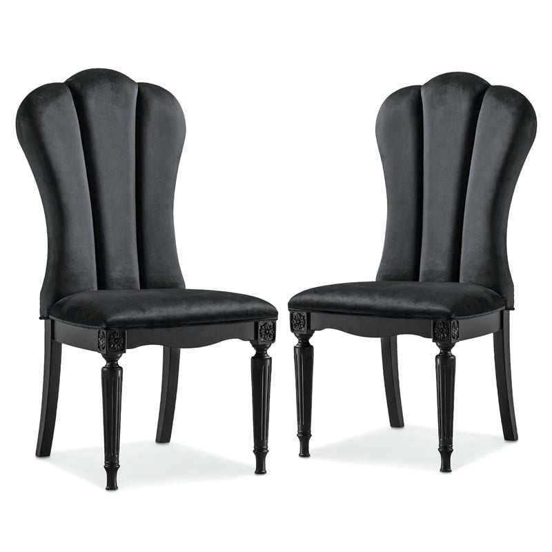 Furniture of America Seabliss Fabric and Wood 7-Piece Dining Table Set in Black