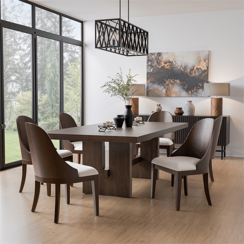 Furniture of America Goddard Wood 7-Piece Dining Table Set in Dark Walnut
