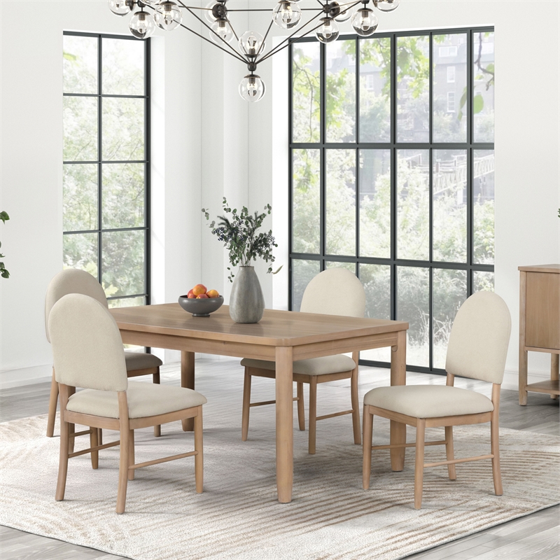 Furniture of America Sheil Wood 5-Piece Dining Table Set in Natural