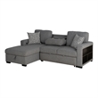 Furniture of America Andrew Gray Fabric Left Chaise Sleeper Sectional with USBs