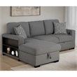Furniture of America Andrew Gray Fabric Left Chaise Sleeper Sectional with USBs
