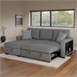 Furniture of America Andrew Gray Fabric Left Chaise Sleeper Sectional with USBs