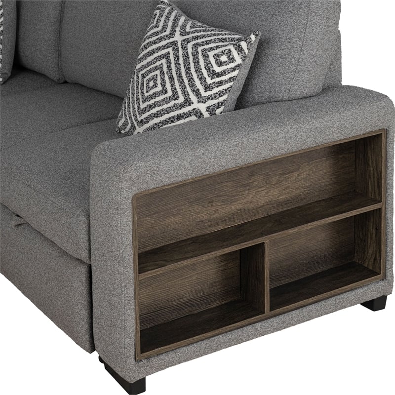 Furniture of America Andrew Gray Fabric Left Chaise Sleeper Sectional with USBs