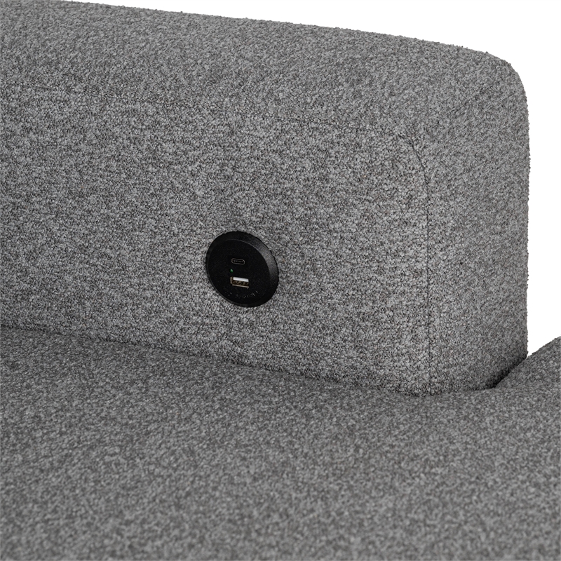 Furniture of America Andrew Gray Fabric Left Chaise Sleeper Sectional with USBs