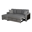 Furniture of America Andrew Gray Fabric Left Chaise Sleeper Sectional with USBs