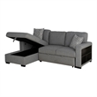 Furniture of America Andrew Gray Fabric Left Chaise Sleeper Sectional with USBs