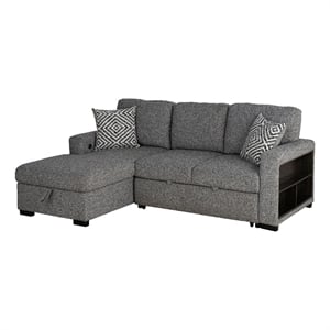 Furniture of America Andrew Gray Fabric Left Chaise Sleeper Sectional with USBs