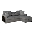 Furniture of America Andrew Gray Fabric Right Chaise Sleeper Sectional with USBs