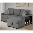 Furniture of America Andrew Gray Fabric Right Chaise Sleeper Sectional with USBs